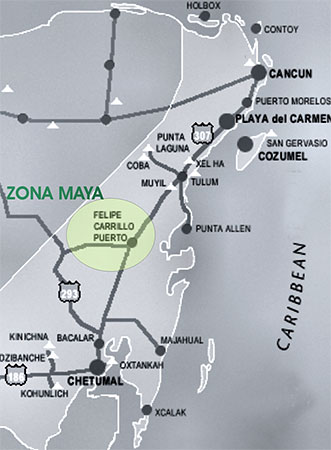 Zona Maya map