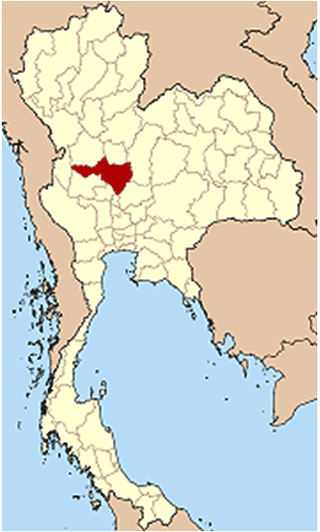 Mapa de Tailandia mostrando la ubicación de la provincia Nakhon Sawan.